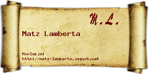 Matz Lamberta névjegykártya
